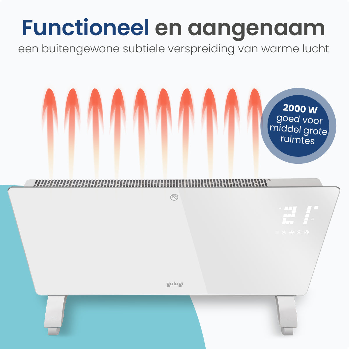 Gologi Elektrische Kachel - 2000W Heater - Wit