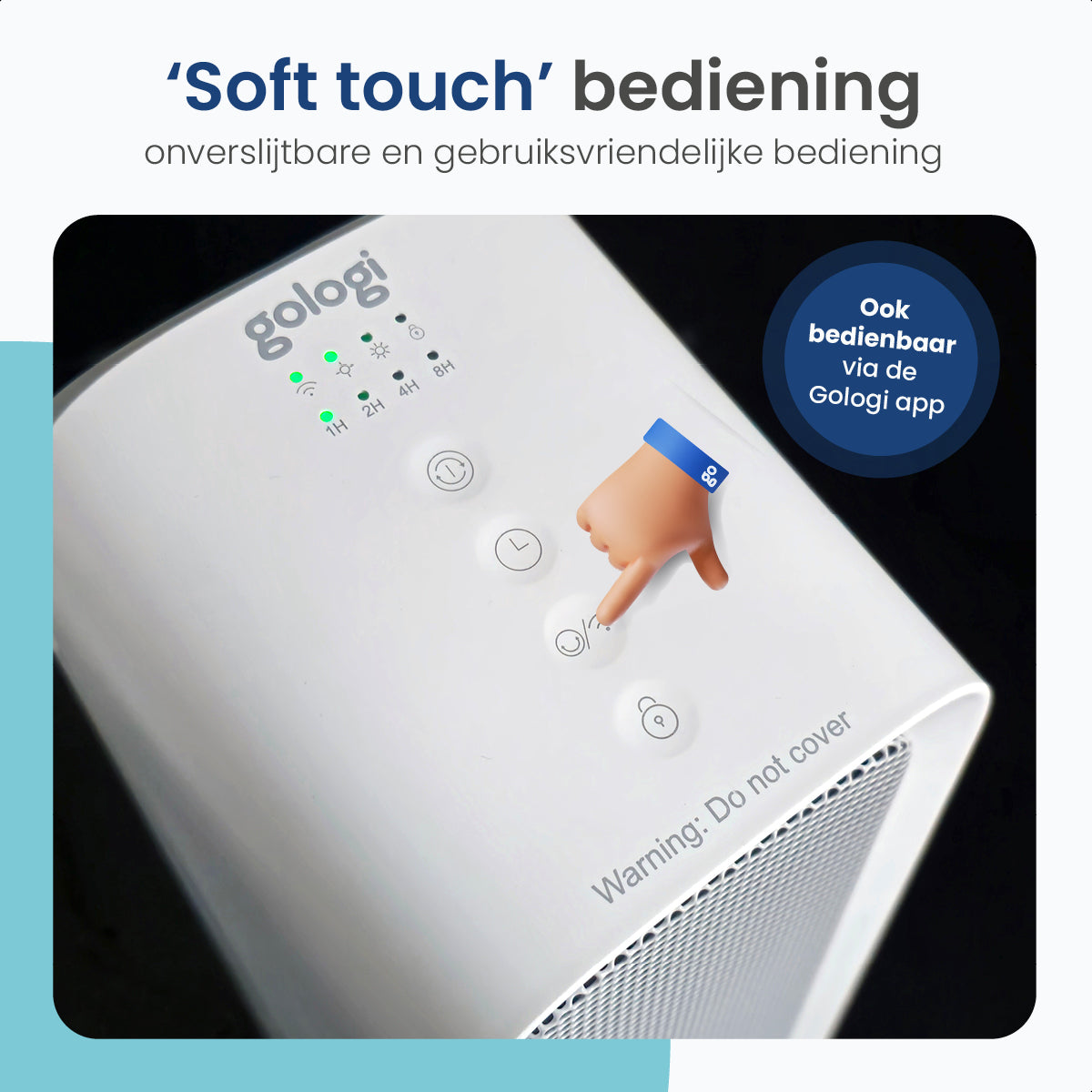 Gologi Ventilatorkachel met Thermostaat - Kachel Elektrisch - Verwarming - Heater - Met app en Touch Bediening - 1500W