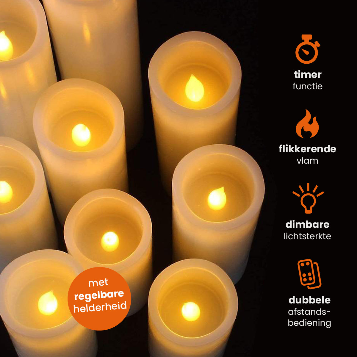 Goliving Led Kaarsen Met Afstandsbediening - Set van 9