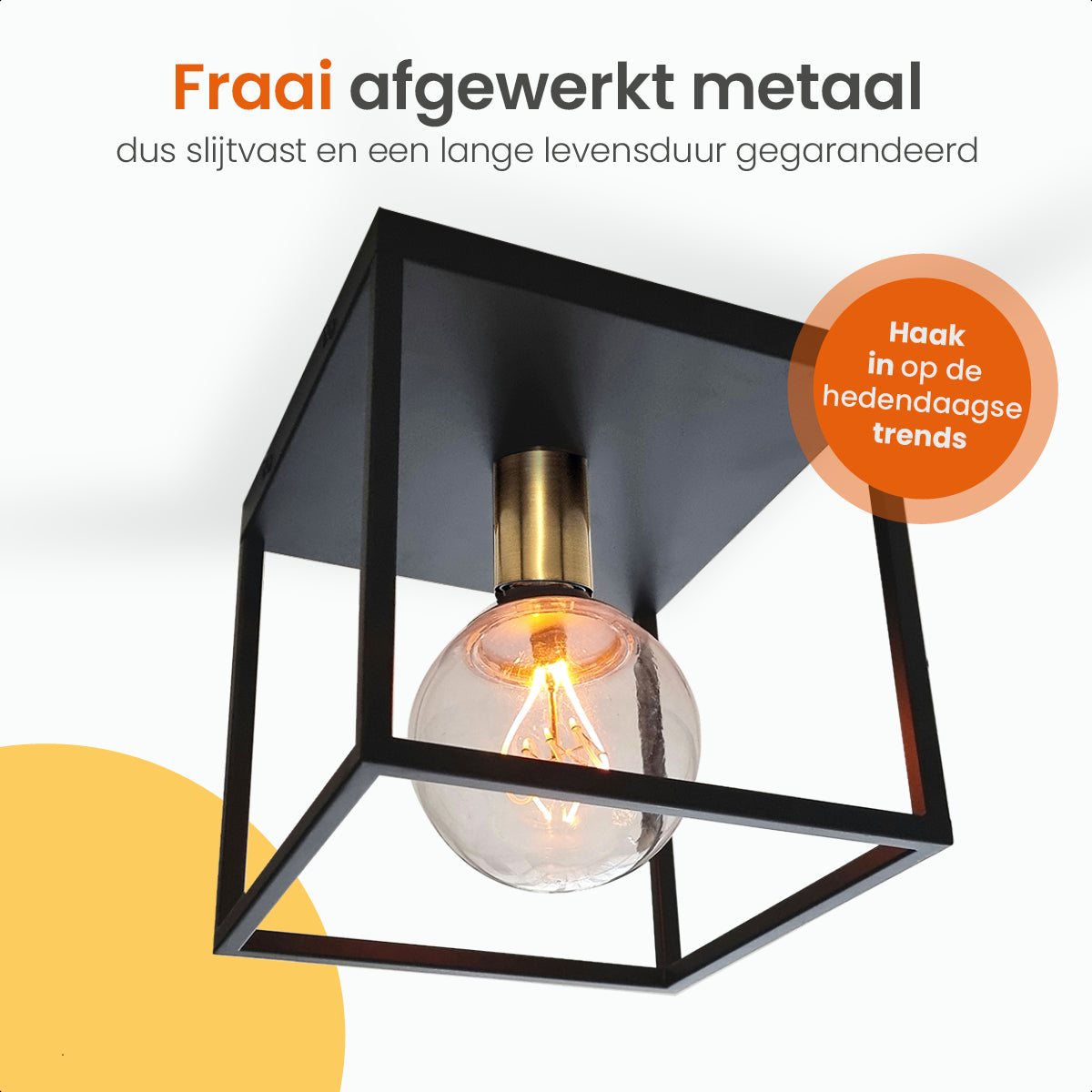 Goliving Plafondlamp Industrieel - E27 - Zwart en Goud