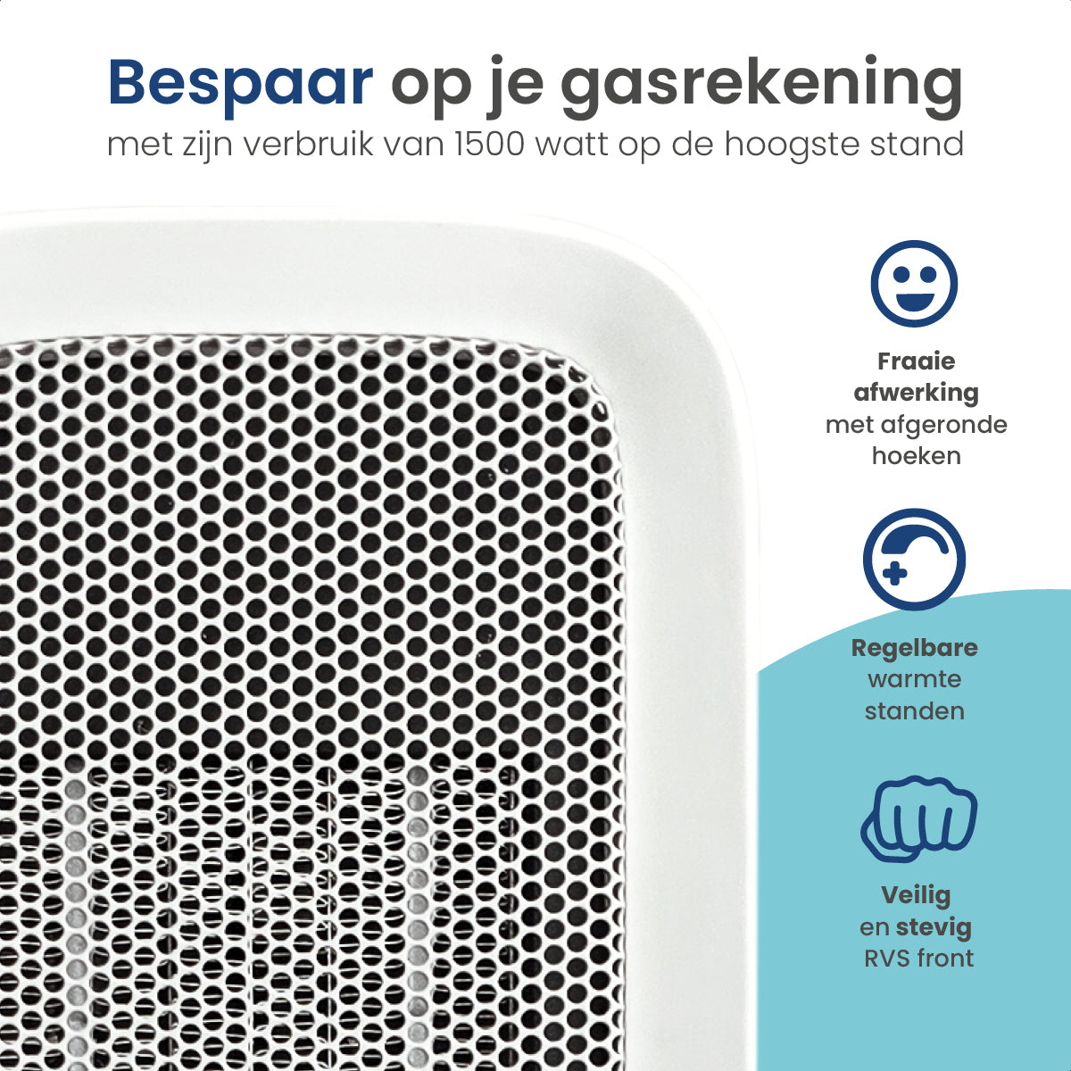 Gologi Ventilatorkachel met Thermostaat - Kachel Elektrisch - Verwarming - Heater - Met app en Touch Bediening - 1500W