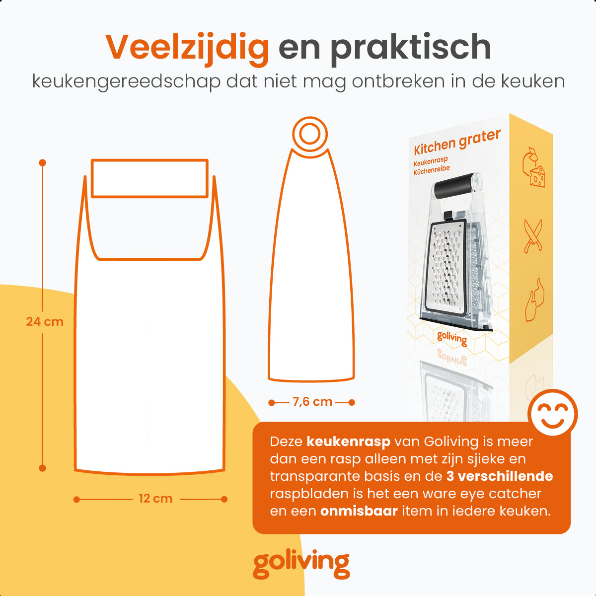 Goliving Keukenrasp met Opvangbak