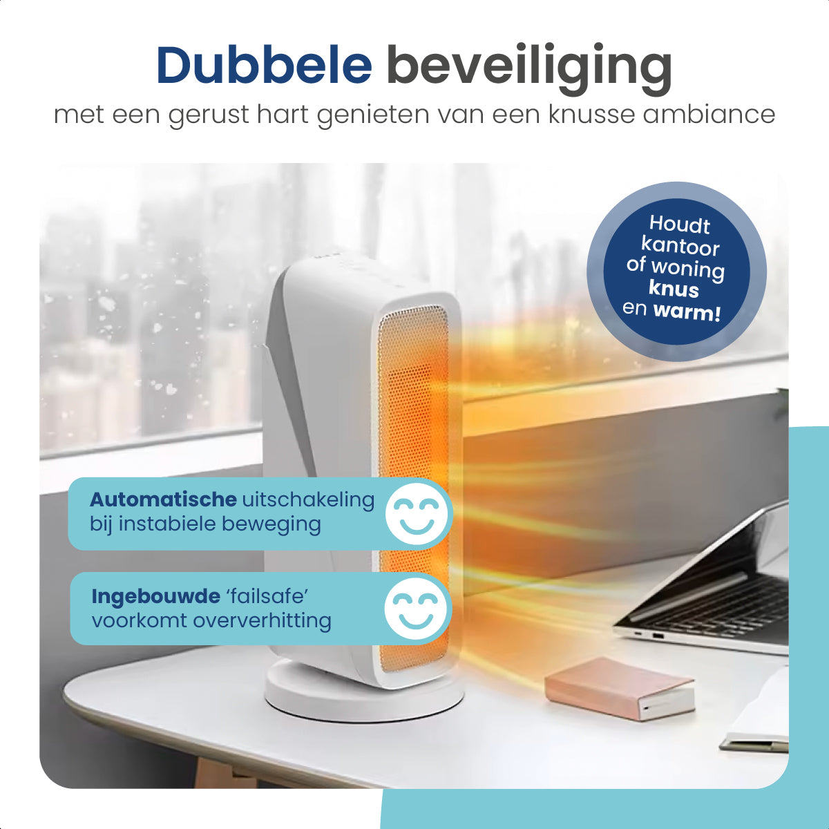 Gologi Ventilatorkachel met Thermostaat - Kachel Elektrisch - Verwarming - Heater - Met app en Touch Bediening - 1500W