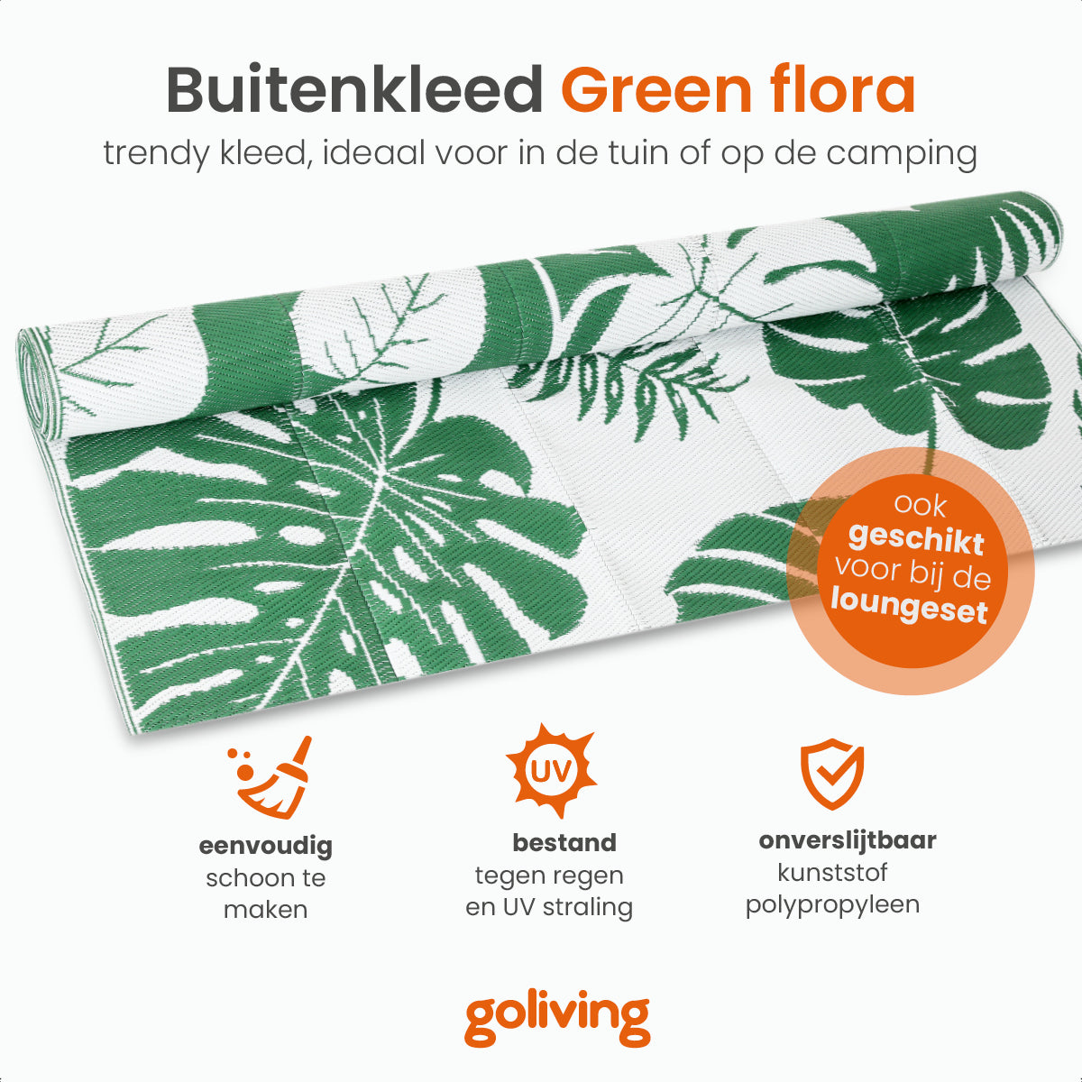 Goliving Buitenkleed Green Flora - 183x290CM - Groen/Wit