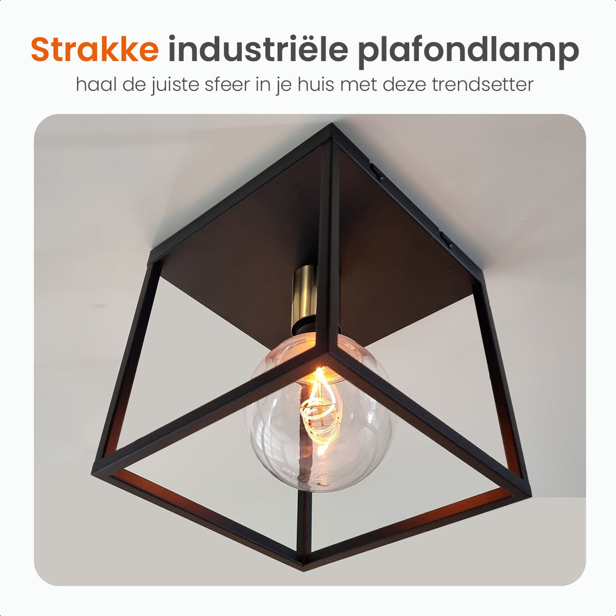 Goliving Plafondlamp Industrieel - E27 - Zwart en Goud