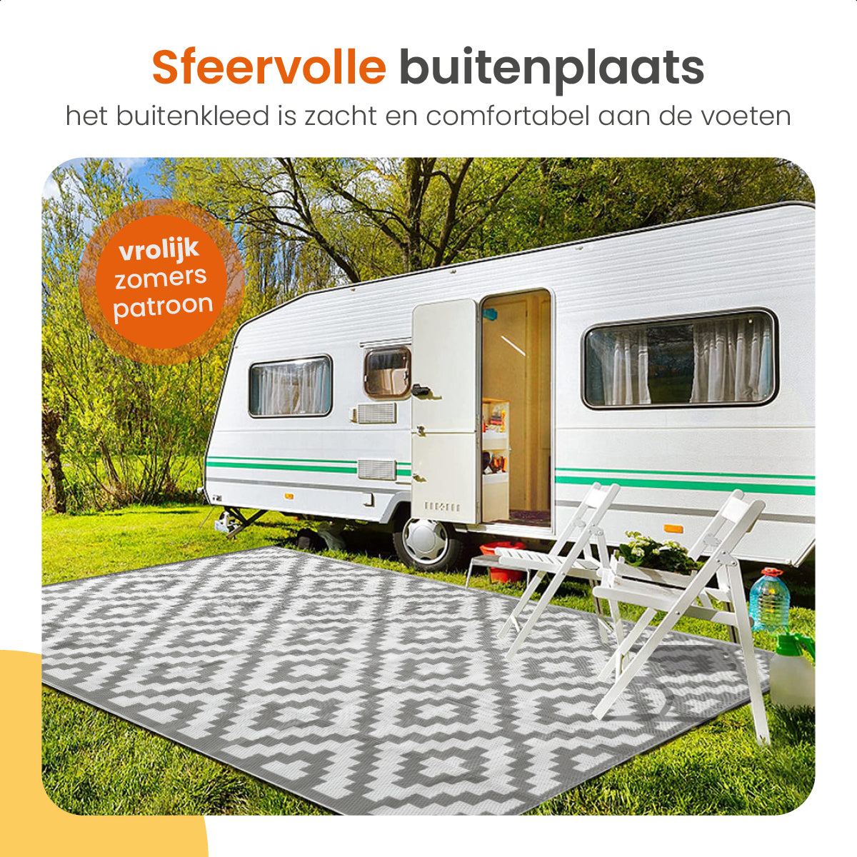 Goliving Buitenkleed Summer Diamond - 183x290CM - Grijs/Wit
