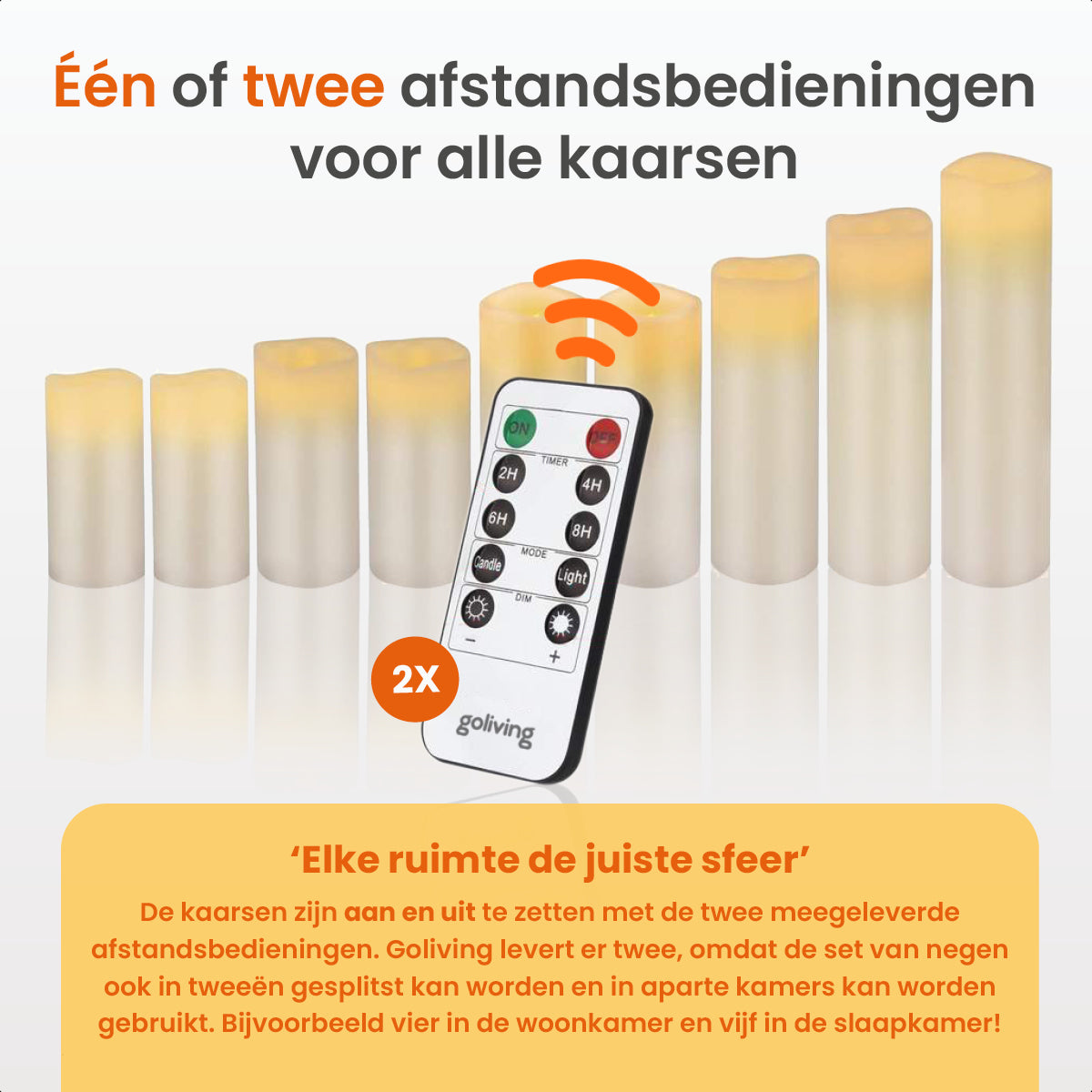 Goliving Led Kaarsen Met Afstandsbediening - Set van 9