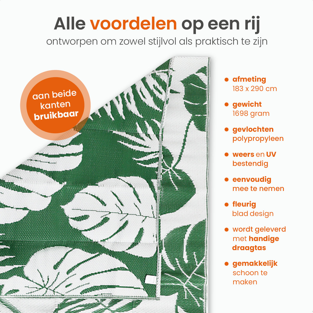 Goliving Buitenkleed Green Flora - 183x290CM - Groen/Wit