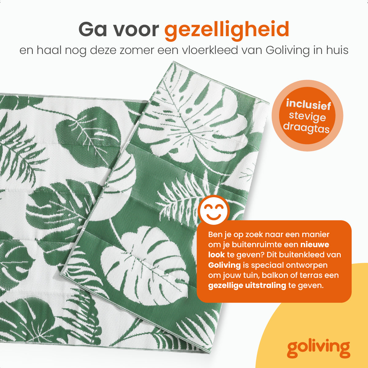 Goliving Buitenkleed Green Flora - 183x290CM - Groen/Wit