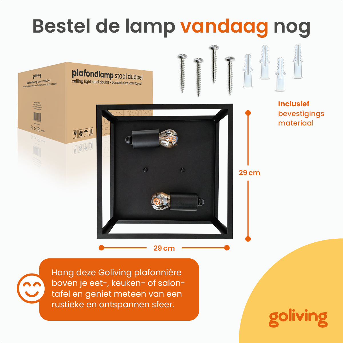 Goliving Plafondlamp Industrieel - E27
