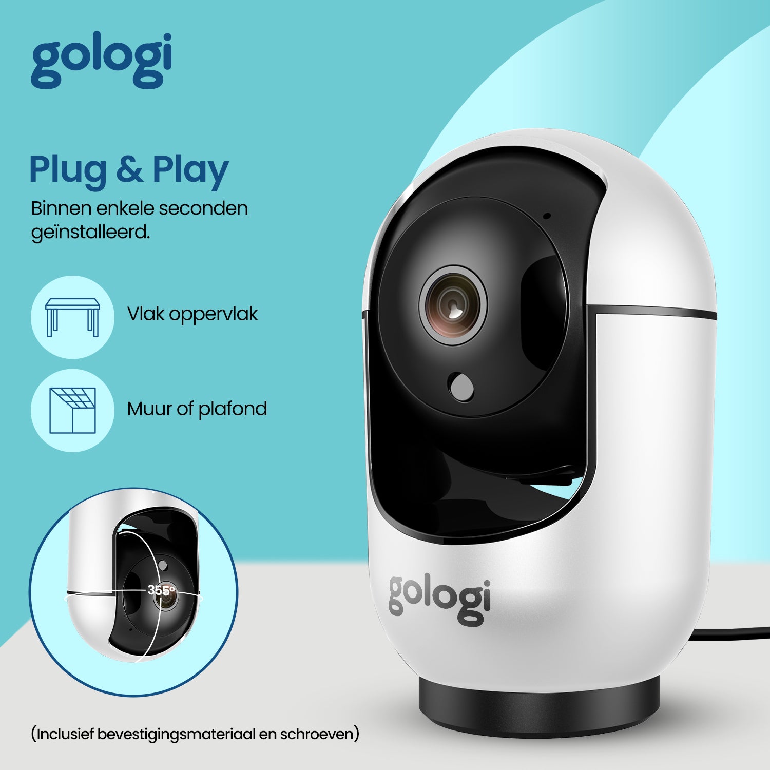 Gologi Huisdiercamera met App en wifi - Wit