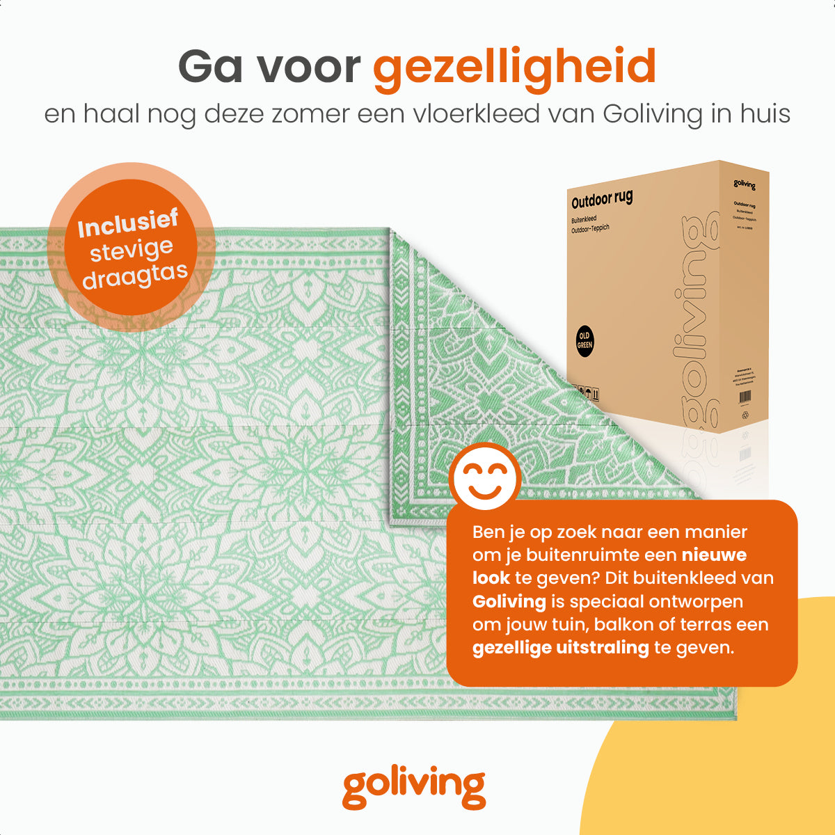 Goliving Buitenkleed Summer Flora - 183x290CM - Groen/Wit