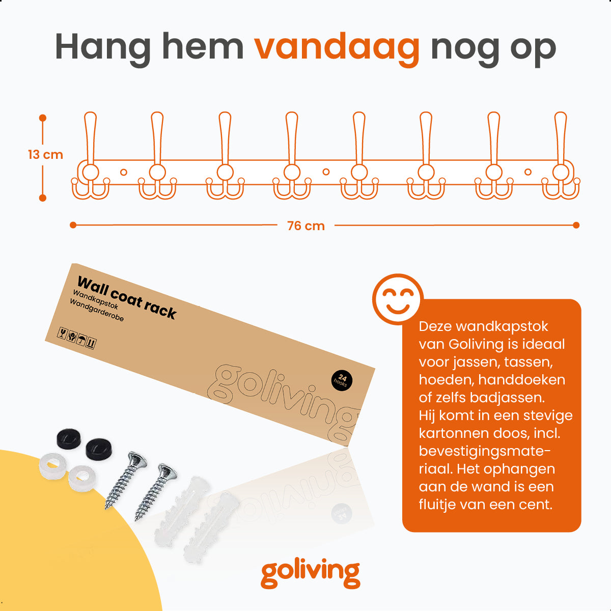 Goliving Wandkapstok - 76 cm