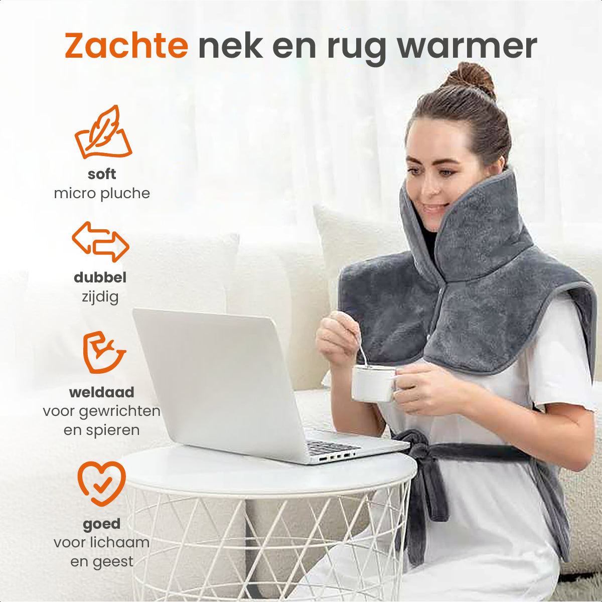 Goliving Elektrische Deken Voor Rug en Nek - 100 Watt - 60 x 90 cm - Grijs
