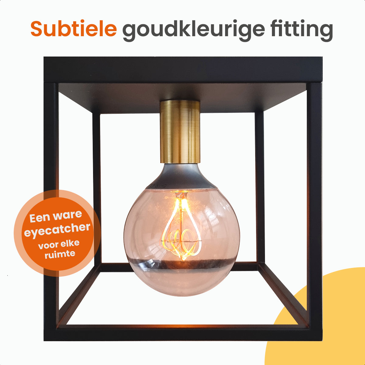 Goliving Plafondlamp Industrieel - E27 - Zwart en Goud