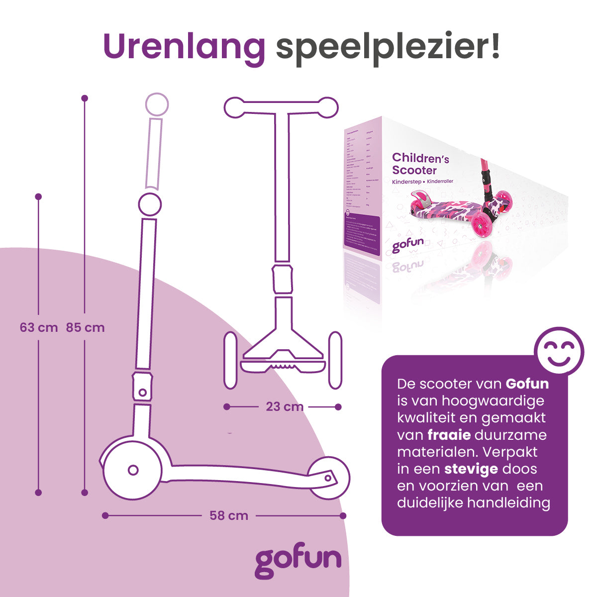 Gofun Kinderstep - Lichtgevende Wielen - Opvouwbaar - Step 3-8 jaar - Verstelbaar Stuur - Antislip - 85 x 58 x 23 cm - Roze