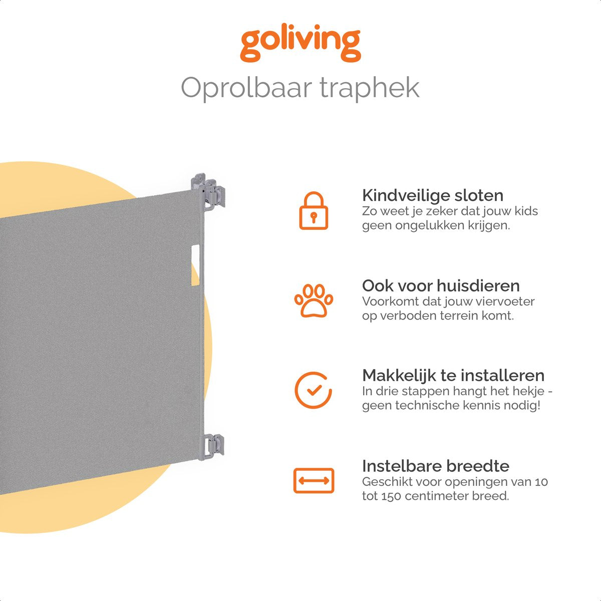 Goliving Oprolbaar Traphekje - 10 tot 150 cm Breed - Grijs