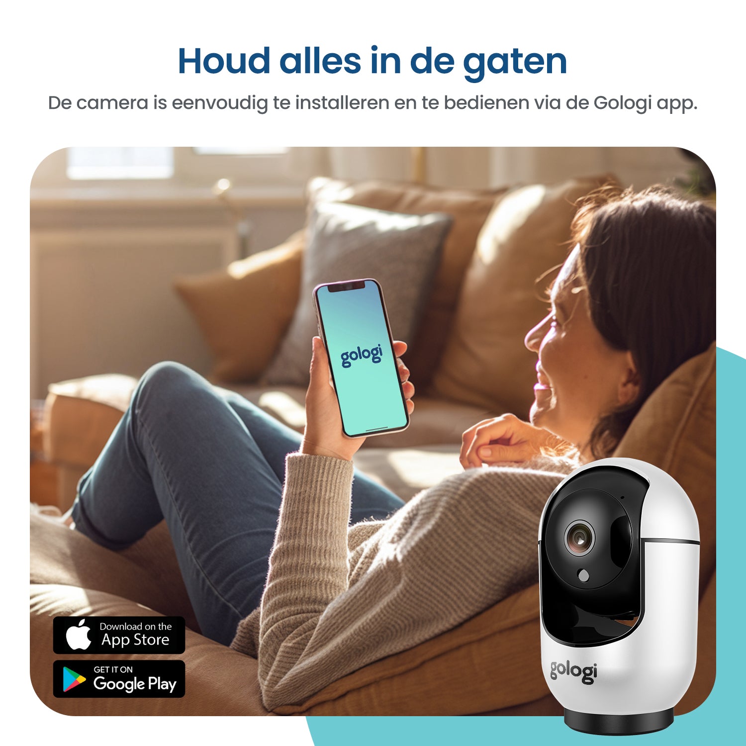 Gologi Huisdiercamera met App en wifi - Wit