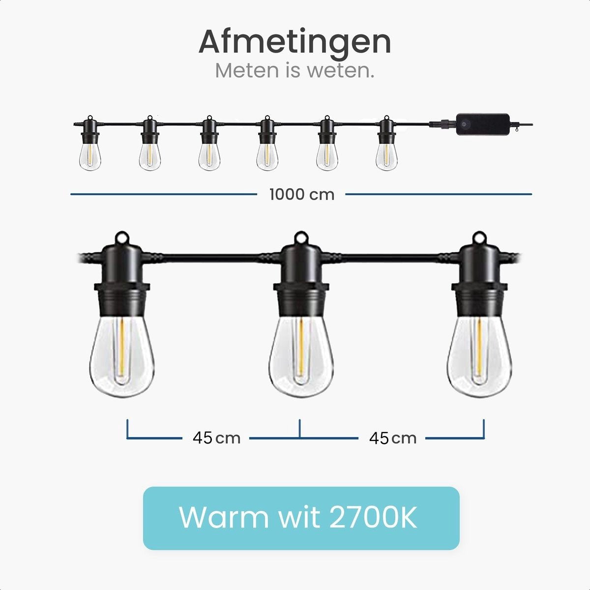 Gologi lichtsnoer buiten en binnen - Lichtslinger 10M - Tuinverlichting LED - Warme sfeerverlichting 2700K - Waterdicht - Smart verlichting met App - Koppelbaar tot 25M