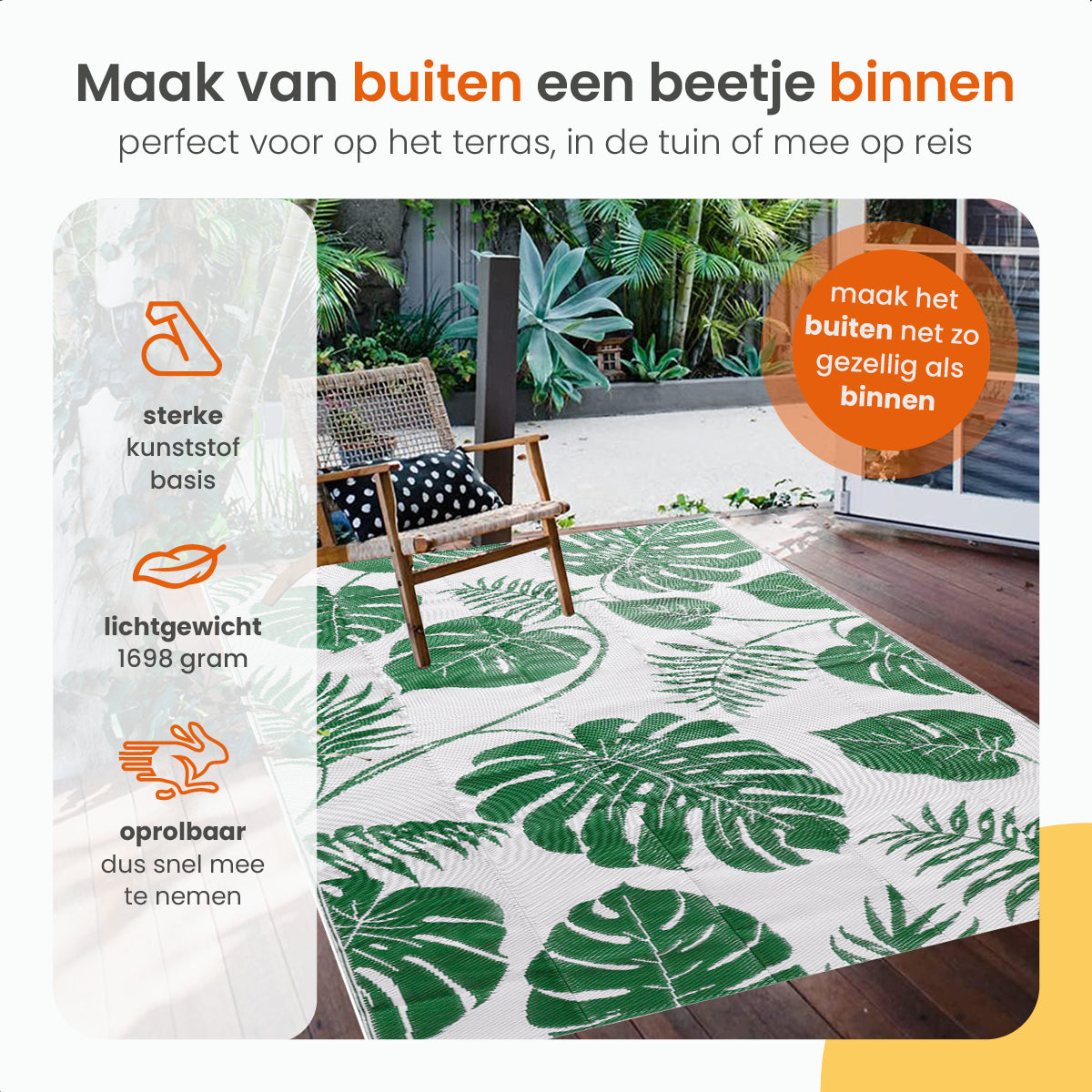 Goliving Buitenkleed Green Flora - 183x290CM - Groen/Wit