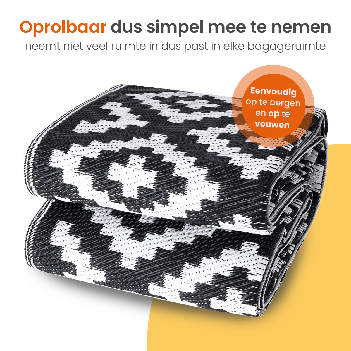 Goliving Buitenkleed Summer Diamond - 183x290CM - Zwart/Wit