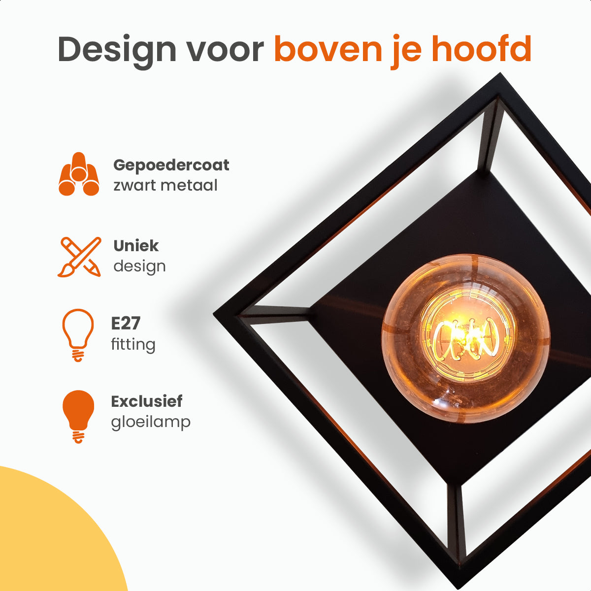 Goliving Plafondlamp Industrieel - E27 - Zwart en Goud