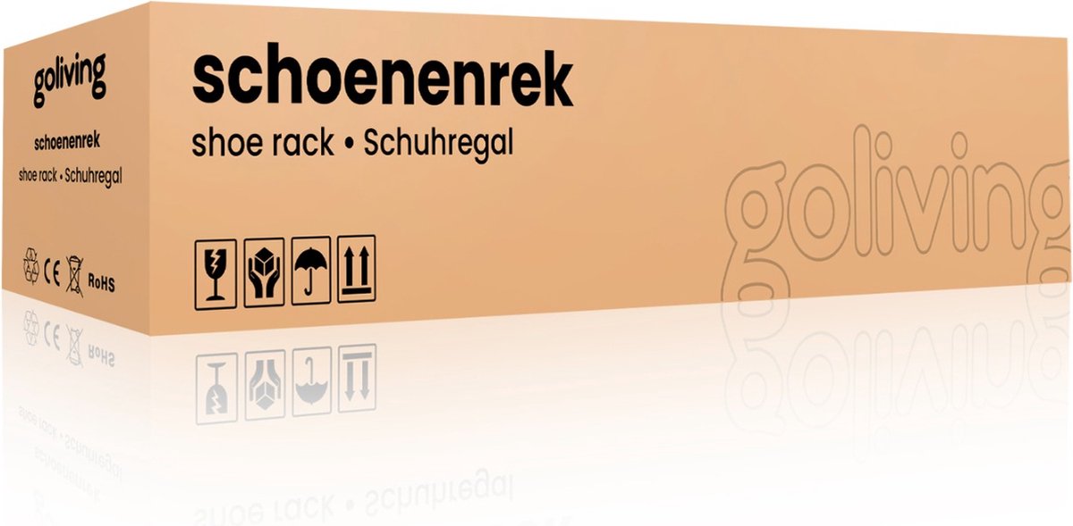 Goliving Schoenenrek - Schoenenbank - Halbank - Industrieel - 80x30x45 - Metaal - Zwart Hout