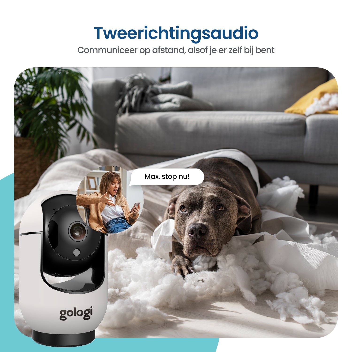 Gologi Huisdiercamera met App en wifi - Wit