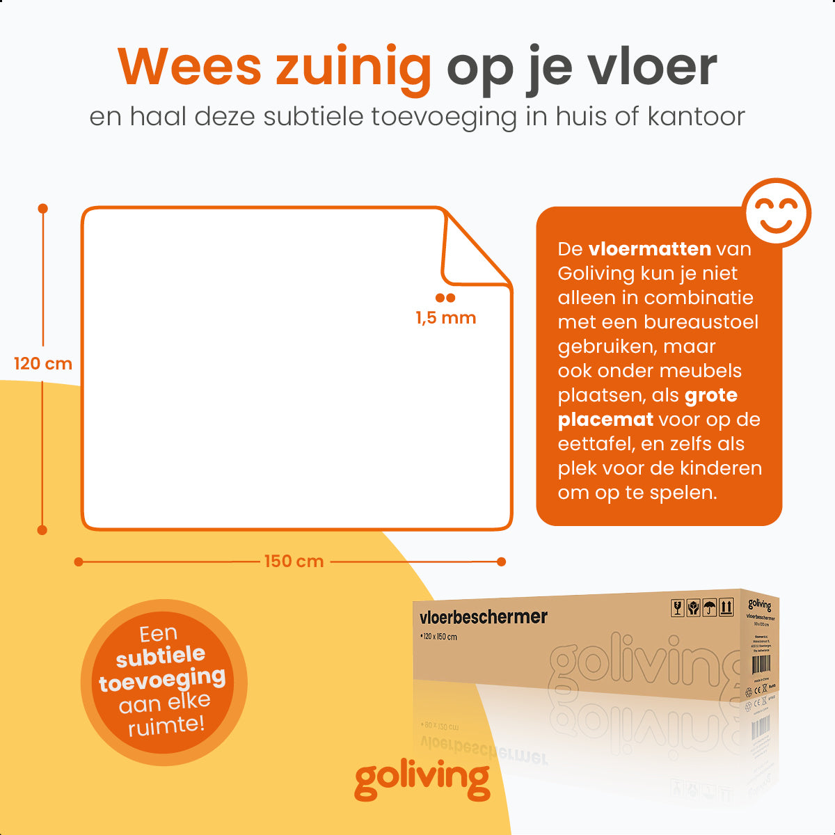Goliving Vloerbeschermer bureaustoel - 120x150CM