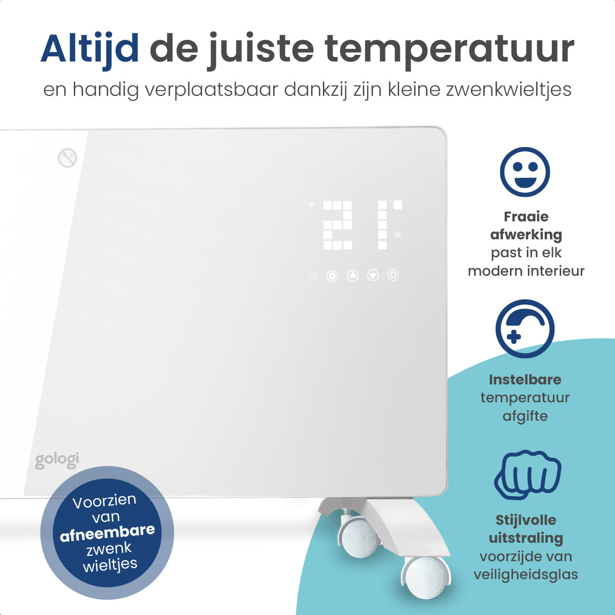 Gologi Elektrische Kachel - 2000W Heater - Wit