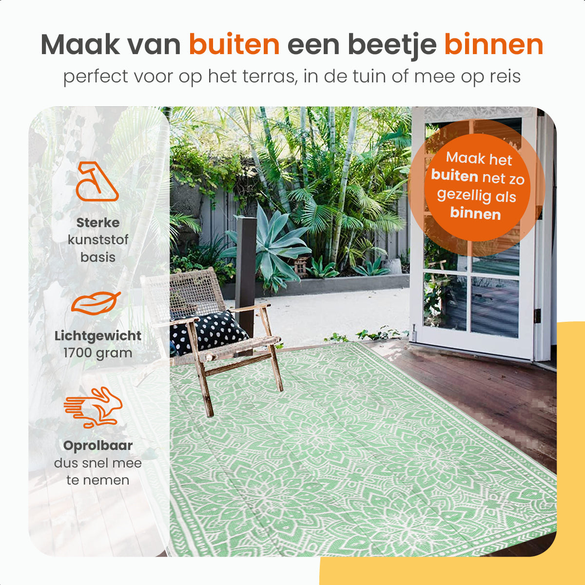 Goliving Buitenkleed Summer Flora - 183x290CM - Groen/Wit