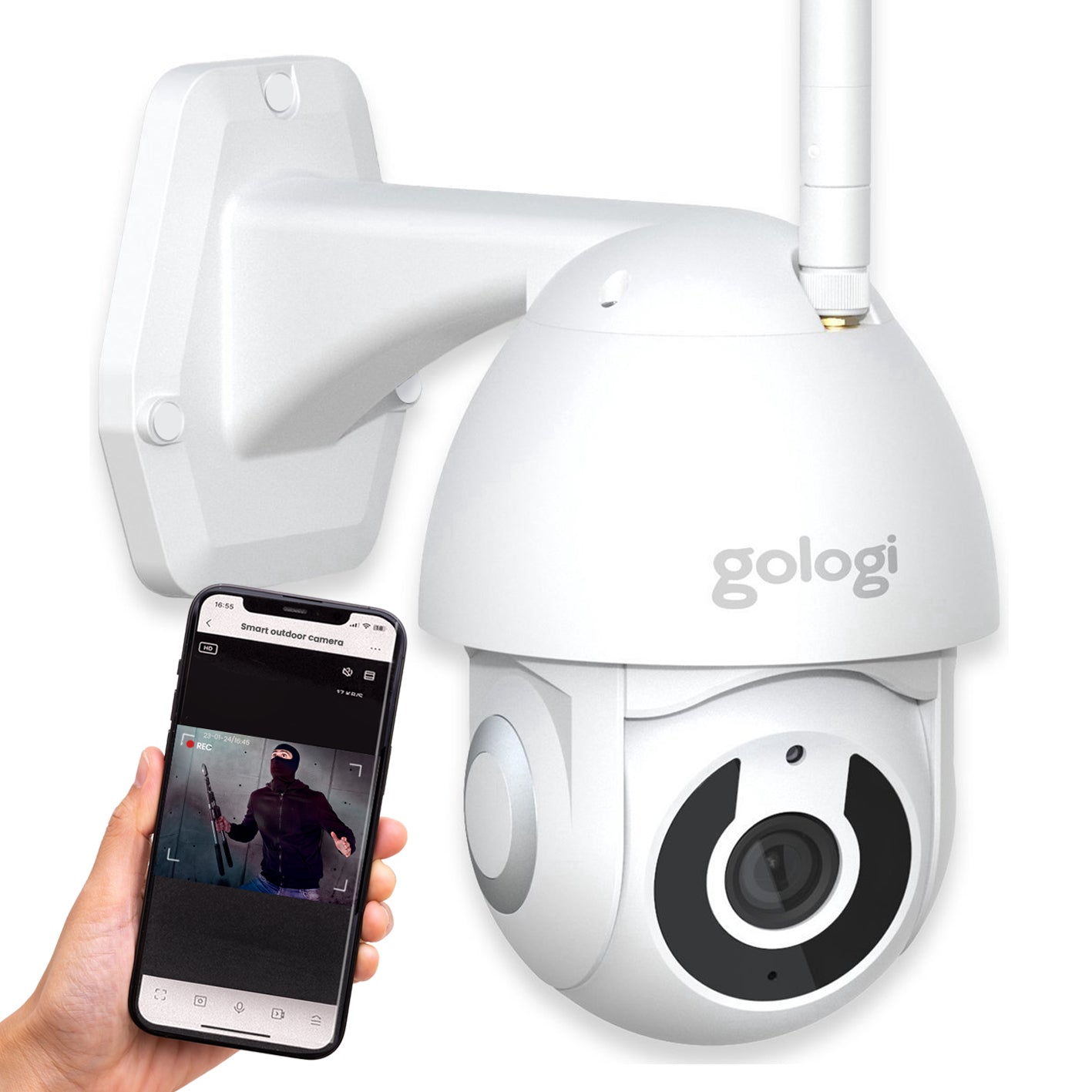 Gologi Superior Outdoorcamera - Nachtzicht  - 3MP - Met wifi en app - Wit