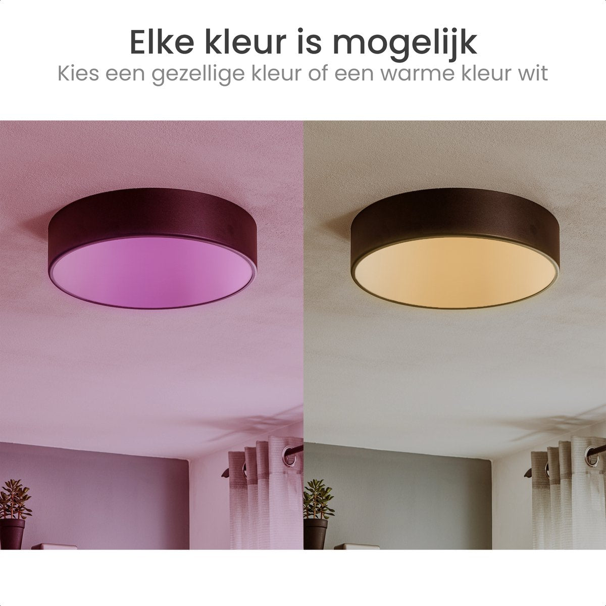Gologi Slimme Plafondlamp Zwart - Plafondlampen - LED RGB - Industrieel - Plafonniere - Slaapkamer & Woonkamer - Plafondlamp zwart - 30cm
