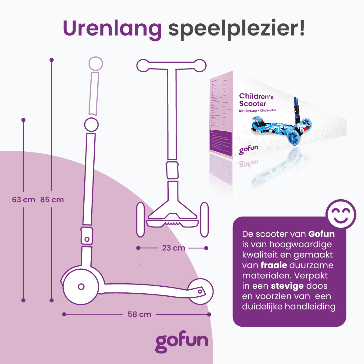 Gofun Kinderstep - Lichtgevende Wielen - Opvouwbaar - Step 3-8 jaar - Verstelbaar Stuur - Antislip - 85 x 58 x 23 cm - Blauw