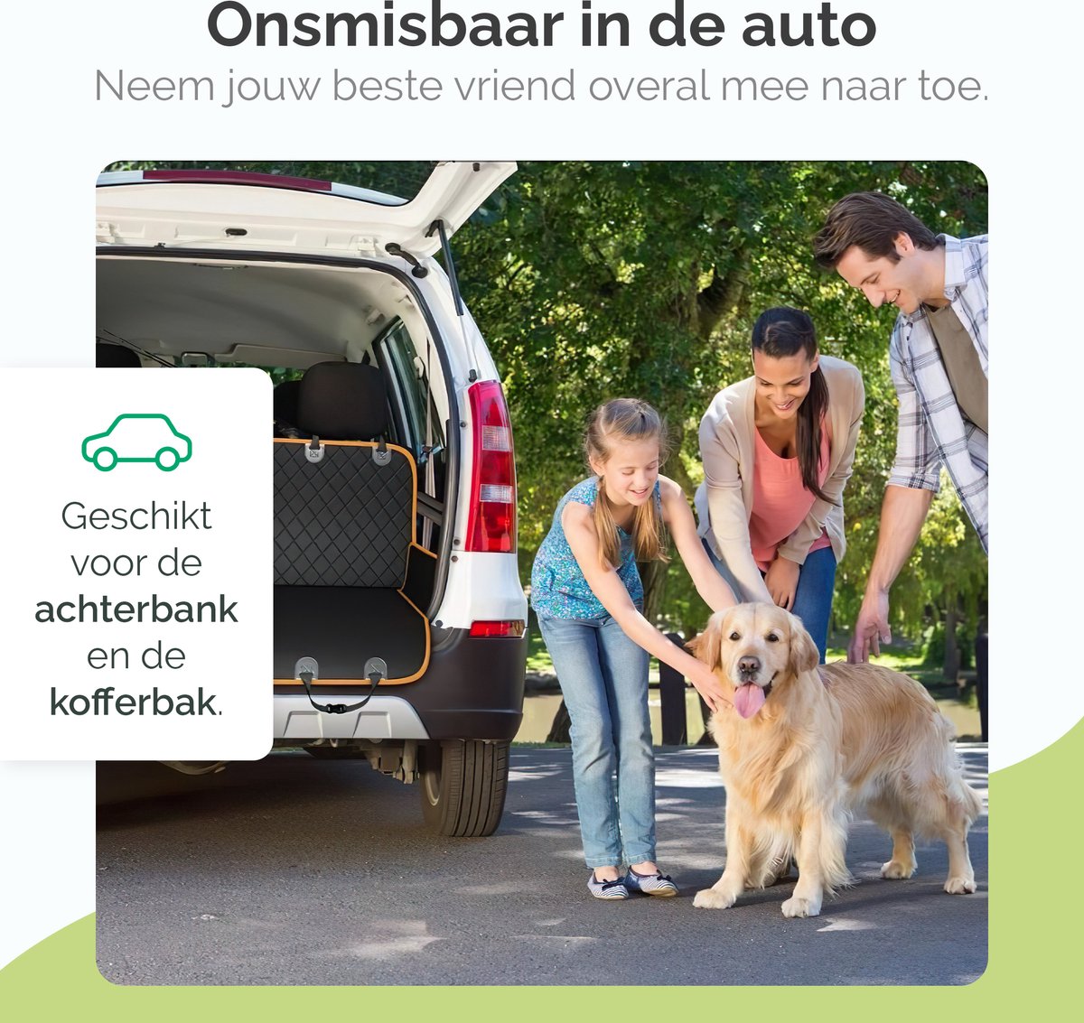 Gopets Hondendeken Auto Achterbank - Hondendeken kofferbak - Automand hond - Beschermhoes kofferbak - Met gordel - Zwart