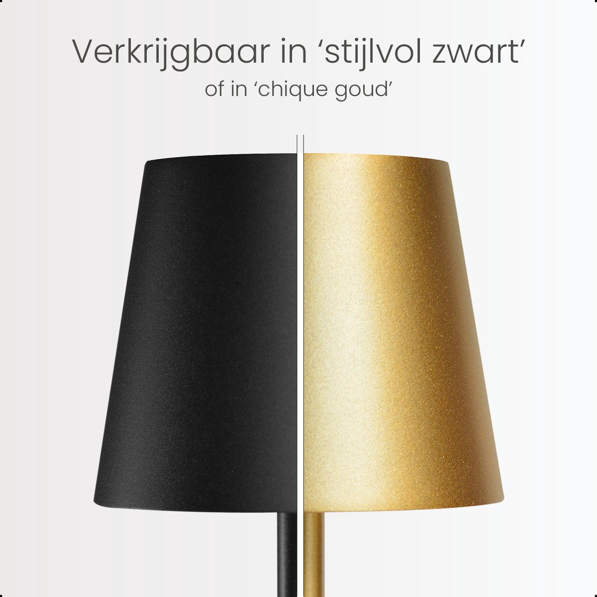 Goliving Essence Tafellamp Oplaadbaar – Draadloos en dimbaar – Moderne touch lamp – Nachtlamp Slaapkamer – 38 cm – Zwart