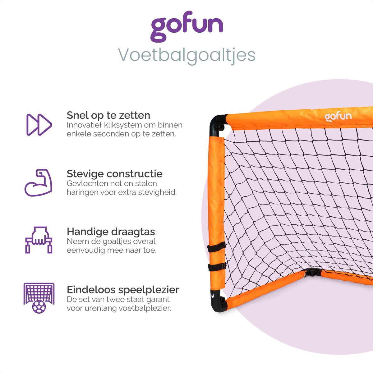 Gofun Voetbaldoel - Voetbaldoeltjes  - Voetbalgoal - Voetbalgoals voor kinderen - Opvouwbaar - 90x60x60 cm - Zwart/Oranje