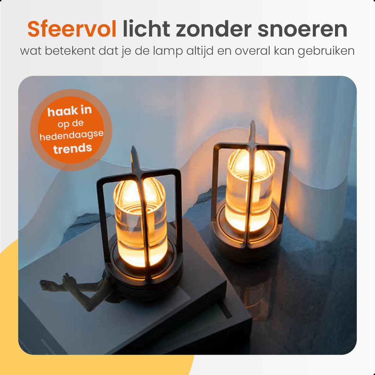 Goliving Lumina Tafellamp Oplaadbaar – Lantaarn – Draadloos en dimbaar – Moderne touch lamp – Nachtlamp Slaapkamer – 17.5 cm – Zwart