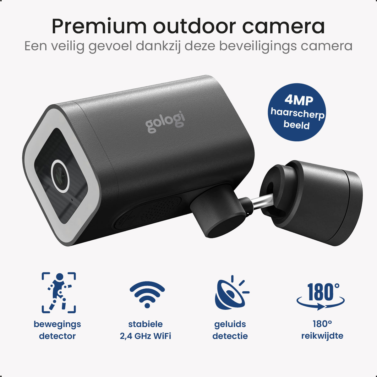 Gologi Premium Outdoorcamera - Nachtzicht - 4MP - Geluid en Bewegingsdetectie