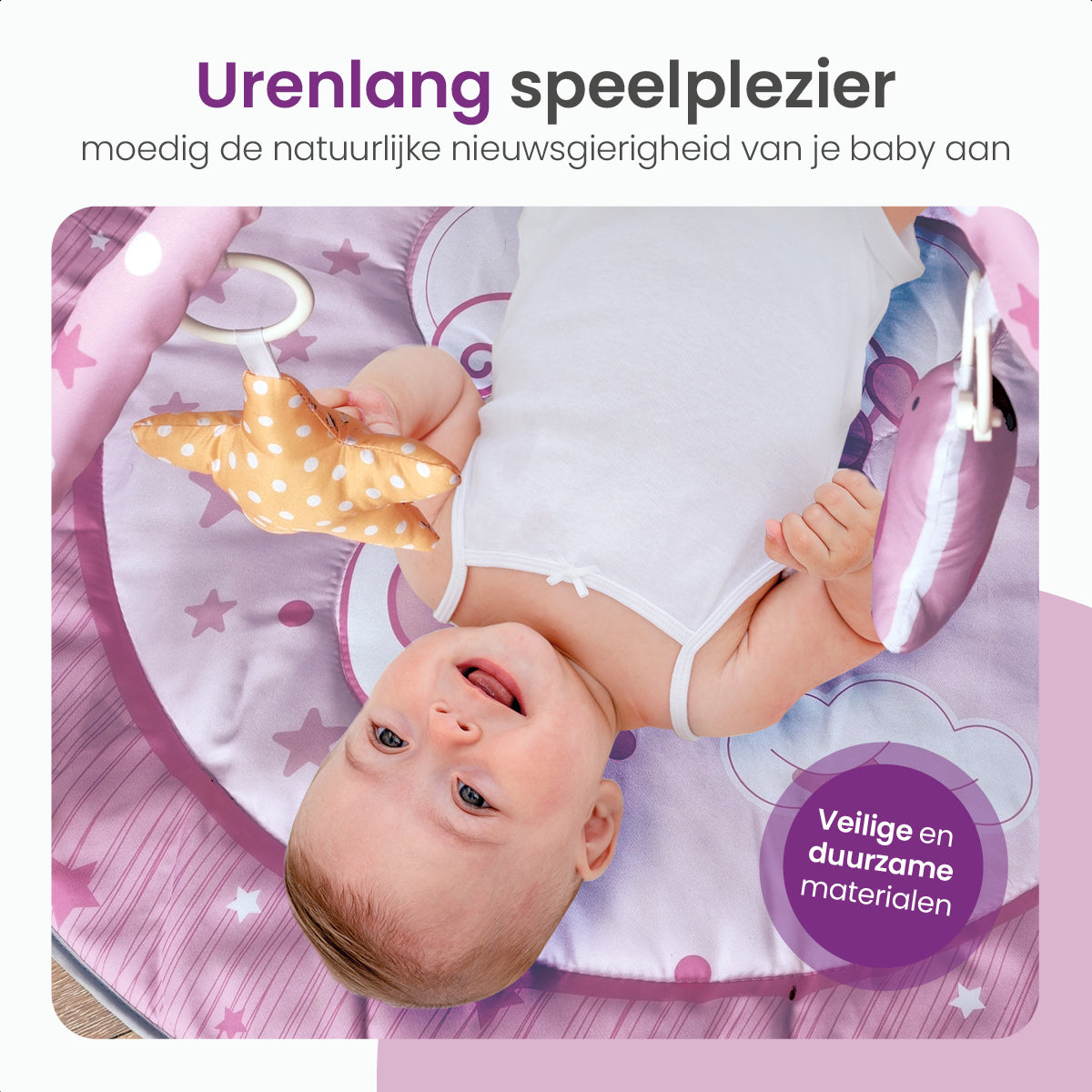 Gofun Babygym - Speelmat voor Baby's - Muzikaal Speelkleed - Kraamcadeau - Activiteitenkleed - Babyspeelgoed - Interactief - Leerzaam - 105 x 52 cm - Roze