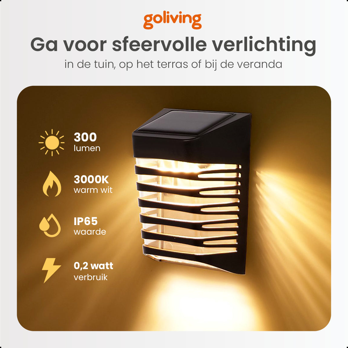 Goliving Solar Tuinverlichting - Warm Wit Licht
