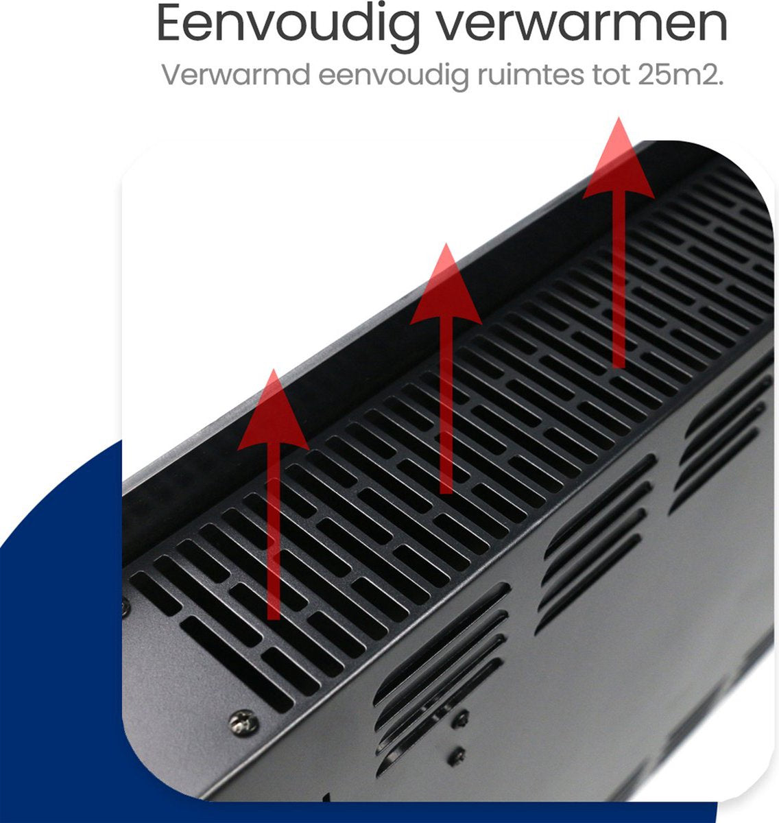 Gologi Elektrische Kachel - Verwarming elektrisch - Convectorkachel met thermostaat  - Werkt via App en touch bediening - Tot 25m2 - 2000W Heater - Zwart