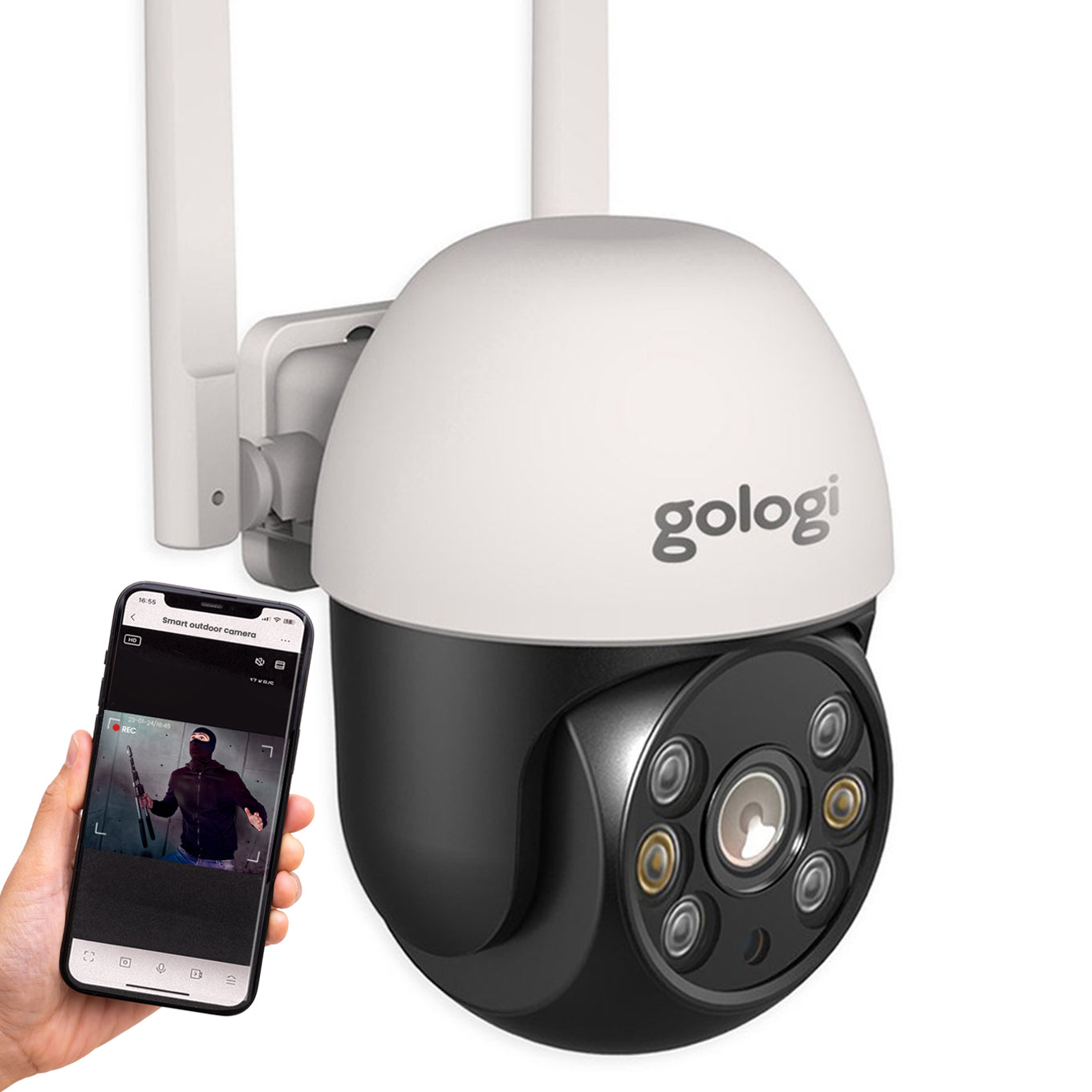 Gologi outdoor camera - Buiten camera met nachtzicht - Beveiligingscamera - IP camera -  Security camera - 4x Digitale zoom - 3MP - Met wifi en app
