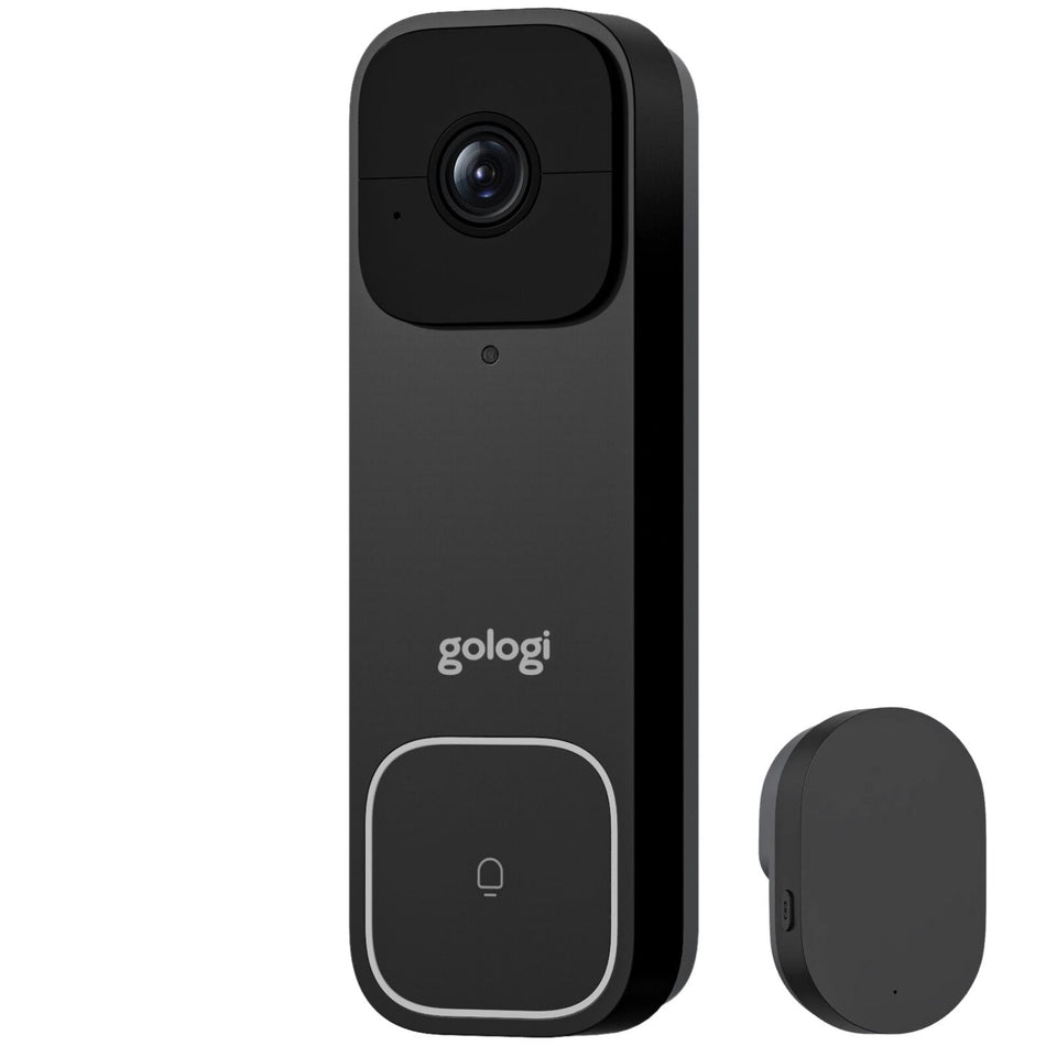 Gologi Video Deurbel - Slimme Deurbel met Camera en WiFi - HD Video Kwaliteit - Draadloos op Accu - Inclusief Muurbeugel en Chime - Night Vision - Waterdicht - Zwart