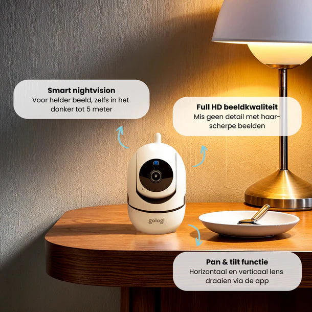 Gologi Huisdiercamera met App en wifi - Wit