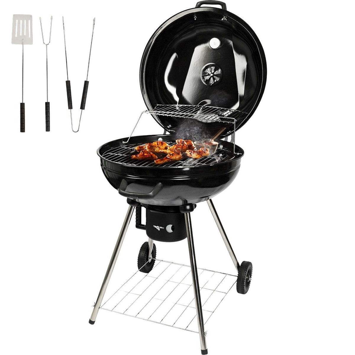 Goliving Houtskool Barbecue - Inclusief Accessoires - 65 x 89 cm - Zwart