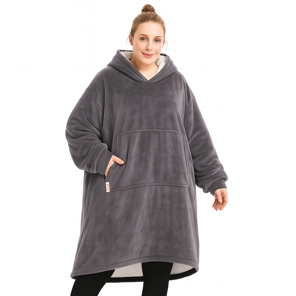 Goliving fleece deken met mouwen - Donker grijs