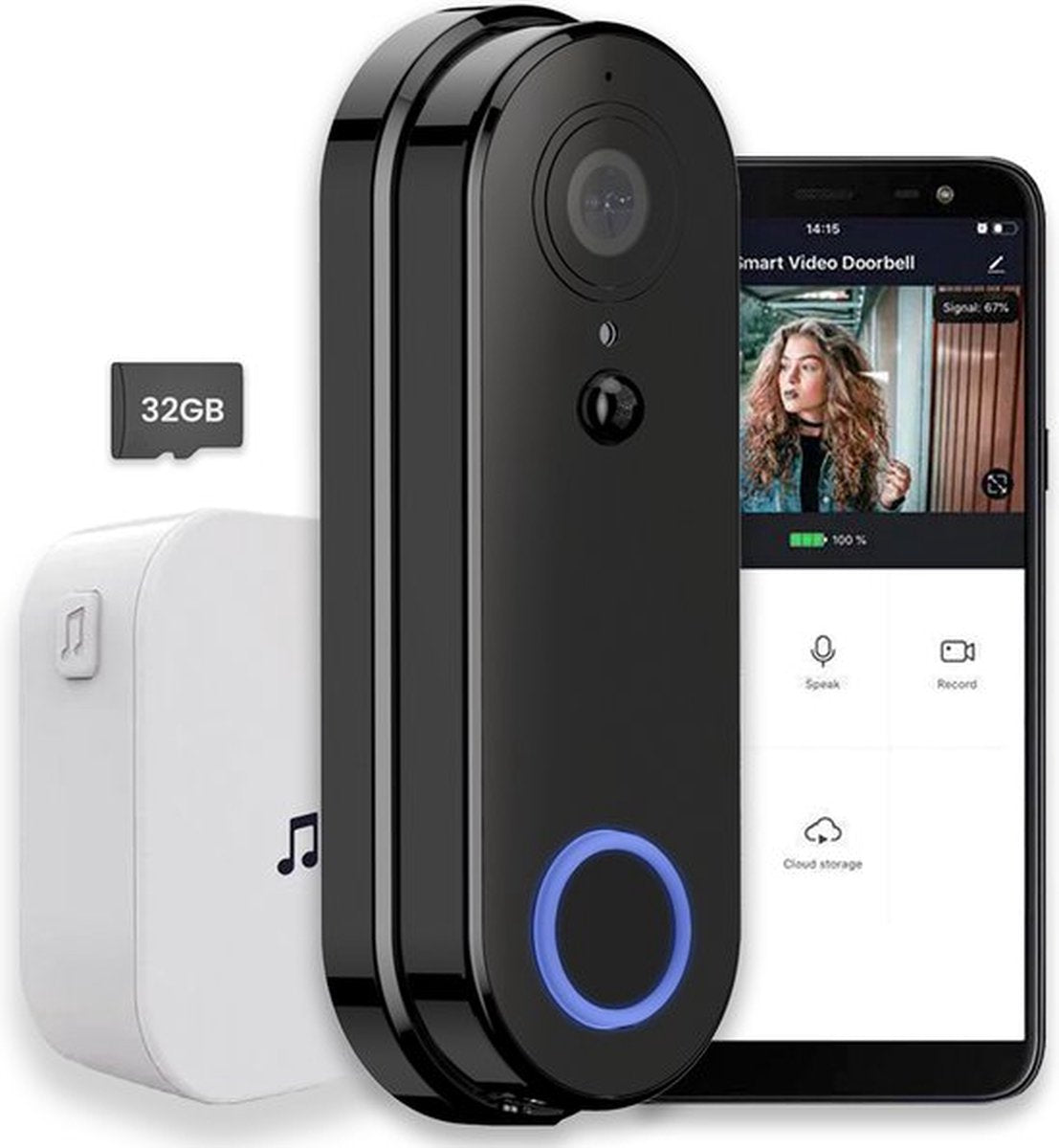 guggre Draadloze slimme videodeurbel, nachtzicht, 1080p camera, bewegingsmelder, weerbestendige deurbel met alarm, 2-weg audio, incl. houder en accessoires voor verhoogde veiligheid in een familiehuis guggre Draadloze slimme videodeurbel, nachtzicht, 1080p camera, bewegingsmelder, weerbestendige deurbel met alarm, 2-weg audio, incl. houder en accessoires voor verhoogde veiligheid in een familiehuis