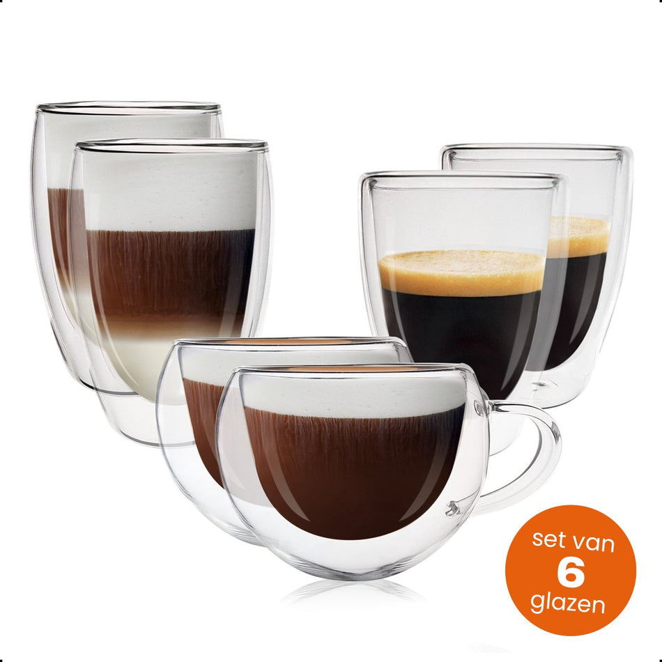 Goliving Dubbelwandige Koffieglazen - Set Van 6