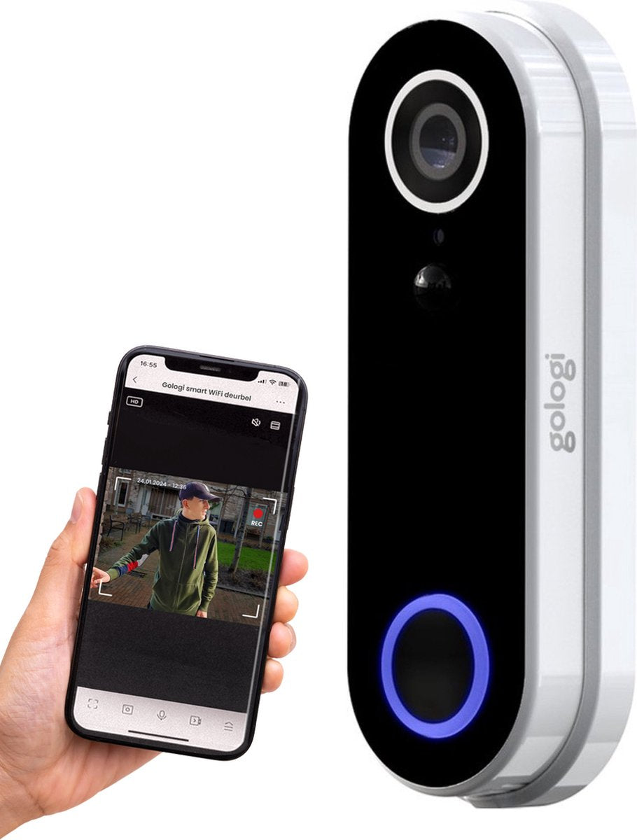 Gologi draadloze deurbel - HD Video Deurbel - Wit